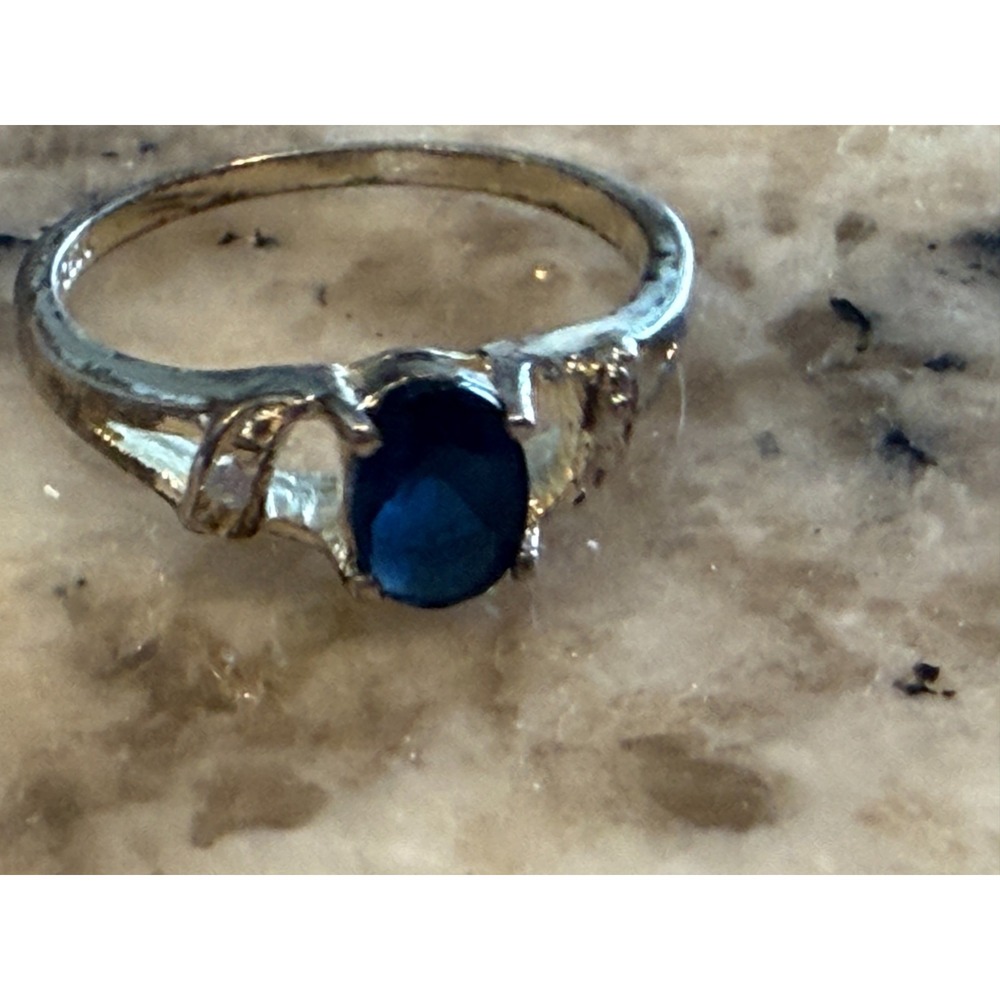 Oval Cut Simulated Blue Sapphire Wedding Band Ring Silver Plated Size 7.5 Womens